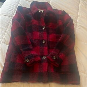 Forever 21 Red and Black Plaid Wool-Blend Jacket Medium Mint!
